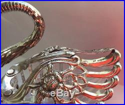 Vintage solid silver and glass salt swan with articulated wings, London 1972