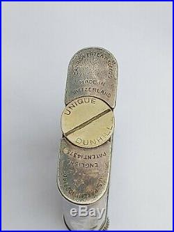 Vintage sterling silver plate Dunhill Unique Lift Arm Cigarette Lighter engraved