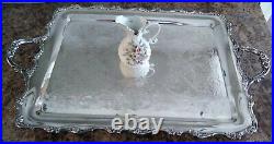 VintageSilver PlatedHuge Footed Butler's TrayBeautiful Floral Scrolling