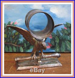 Vntg Victorian Meriden Silverplate Figural Eagle Napkin Ring Holder + Knife Rest