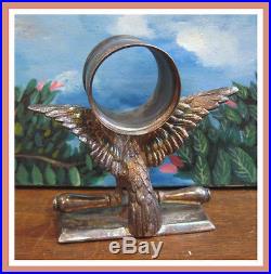 Vntg Victorian Meriden Silverplate Figural Eagle Napkin Ring Holder + Knife Rest