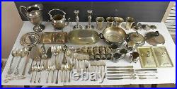Vtg 103 piece Sterling silver-plate Silverware dinnerware lot 28 lbs