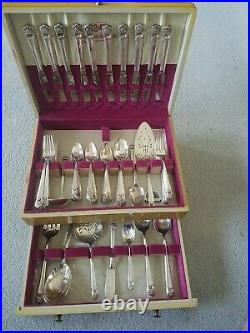 Vtg 1847 Rogers Bros ETERNALLY YOURS 83 Piece Service for 12 With Storage Chest