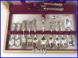 Vtg 1847 Rogers Bros IS 59 Pc Flatware Set HERITAGE Silver-Plate with Wood Chest