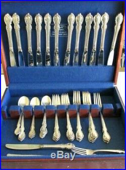 Vtg 1847 Rogers Bros. Reflection Silver Plate Flatware Set 56 Pieces With Box