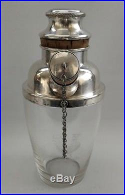 Vtg 1920's Art Deco James Dixon 1 Pt Silver Plate & Glass Cocktail Shaker L1988