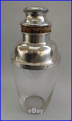 Vtg 1920's Art Deco James Dixon 1 Pt Silver Plate & Glass Cocktail Shaker L1988