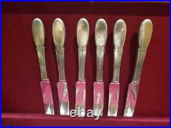 Vtg 1934 Sylvia 32pc Silverplate Flatware Set 1847 Rogers Bros IS with Wood Case