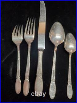 Vtg 1934 Sylvia 32pc Silverplate Flatware Set 1847 Rogers Bros IS with Wood Case