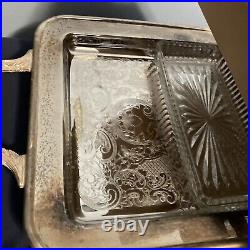 Vtg 1940s Sheffield England Silverplate 18 Gallery Tray w 3 Forks & Dishes NEW