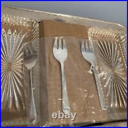 Vtg 1940s Sheffield England Silverplate 18 Gallery Tray w 3 Forks & Dishes NEW