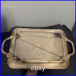Vtg 1940s Sheffield England Silverplate 18 Gallery Tray w 3 Forks & Dishes NEW