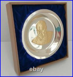 Vtg 1974 Winston Churchill Centenary Trust Solid Sterling Silver & Gold Plate
