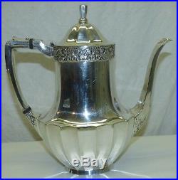 Vtg 4 Pc Silver Plate Community Coronation Coffee Pot Teapot Creamer Sugar Set