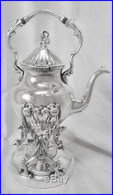 Vtg BIRMINGHAM Berries Slv Plate O/C Tilt Coffee Tea Pot Warmer Stand & Burner