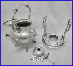 Vtg BIRMINGHAM Berries Slv Plate O/C Tilt Coffee Tea Pot Warmer Stand & Burner