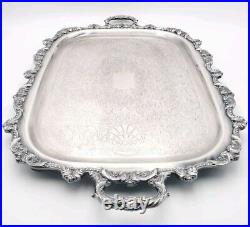 Vtg EPCA Old English by Poole 5032 Silver Plated Ornate Serving Platter Tray