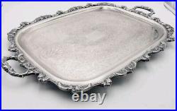 Vtg EPCA Old English by Poole 5032 Silver Plated Ornate Serving Platter Tray