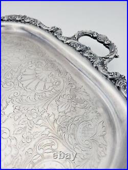 Vtg EPCA Old English by Poole 5032 Silver Plated Ornate Serving Platter Tray