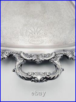 Vtg EPCA Old English by Poole 5032 Silver Plated Ornate Serving Platter Tray