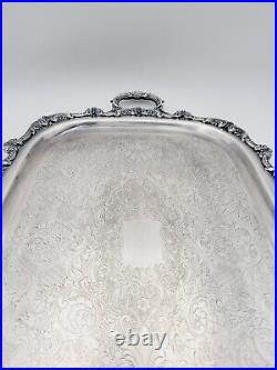 Vtg EPCA Old English by Poole 5032 Silver Plated Ornate Serving Platter Tray