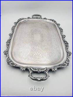 Vtg EPCA Old English by Poole 5032 Silver Plated Ornate Serving Platter Tray