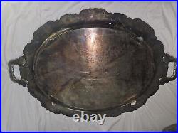 Vtg EPCA Poole Silver Co 400 Lancaster Rose Silver Plated Serving Platter Tray