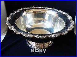Vtg El Grandee By Towle Silverplate Large Punch Bowl Scroll Floral Border Edge