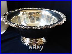 Vtg El Grandee By Towle Silverplate Large Punch Bowl Scroll Floral Border Edge