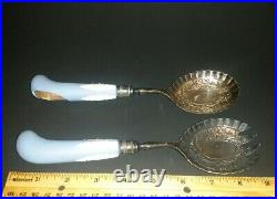 Vtg English Wedgwood Jasperware Silver Plated Ornate Serving Fork Bonus Spoon