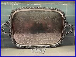 Vtg Grapevine Motif 27 Silverplate Serving Tray, EG Webster & Son International