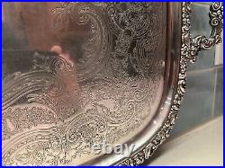 Vtg Grapevine Motif 27 Silverplate Serving Tray, EG Webster & Son International