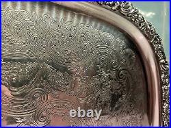 Vtg Grapevine Motif 27 Silverplate Serving Tray, EG Webster & Son International