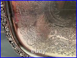 Vtg Grapevine Motif 27 Silverplate Serving Tray, EG Webster & Son International