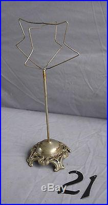 Vtg Hat Stand/Rack/Display 16 tall withOrnate Nickel Plated Cast Iron Bases (#21)