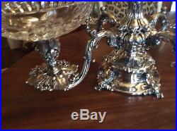 Vtg Large Silverplate Epergne by Reed and Barton Thick Cut Bowls