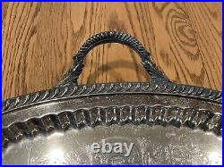 Vtg Leonard Silver Plated Serving Tray Footed Platter with Handles 29