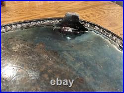 Vtg Leonard Silver Plated Serving Tray Footed Platter with Handles 29