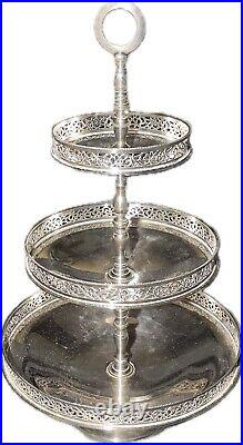 Vtg PM ITALY 3 Tier Pedestal Silver Pl Server Dish Appetizer Candy Nuts 7 X 12
