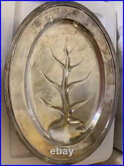 Vtg Reed & Barton BIG Silver-plated PLATTER ANTIQUE MAYFLOWER TREE OF LIFE