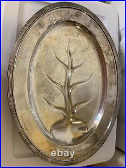 Vtg Reed & Barton BIG Silver-plated PLATTER ANTIQUE MAYFLOWER TREE OF LIFE