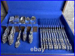 Vtg Reed & Barton English Crown Silver Plate 62 Pc Silverware 1968 With Box EUC