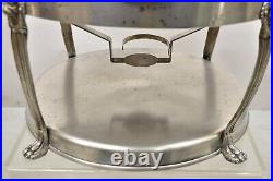 Vtg Regency Style Silver Plated Steel Round Chafing Dish Service Piece with Lions