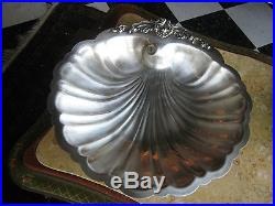 Vtg Semi Antique Wallace Baroque Silver Plated Large Shell Bon Bon Tray / Dish