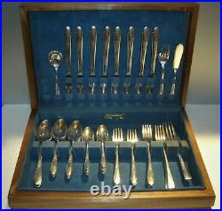 Vtg Silver Plate Flatware 53 piece set 1941 Gardenia Pattern by Edward J. Conroy