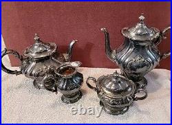 Vtg Silver Plate Tea Set Coffee Service Set By Gorham YC1301-4 4 pcs. Set NICE