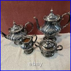 Vtg Silver Plate Tea Set Coffee Service Set By Gorham YC1301-4 4 pcs. Set NICE