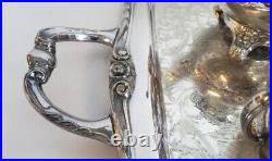 Vtg. Silver Plated-Rogers 1881 GLENROSE-6 Piece Tea/ Coffee Set WithServing Tray