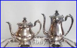 Vtg. Silver Plated-Rogers 1881 GLENROSE-6 Piece Tea/ Coffee Set WithServing Tray