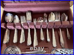 Vtg Silverplate National Silver Co. NS Nineteen Flatware Set with Serving 60 pcs